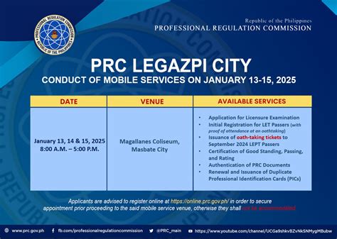 prc legazpi address|A N N O U N C E M E N T .